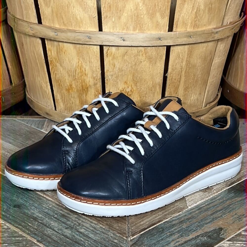 Clarks Unstructured Amberlee Rosa Low Top Navy Leather Comfort Sneakers Womens 7 - Picture 3 of 11